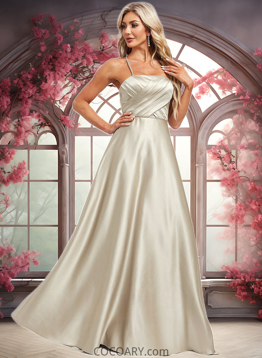 Amelie A-line Square Floor-Length Satin Bridesmaid Dress DA8P0025789