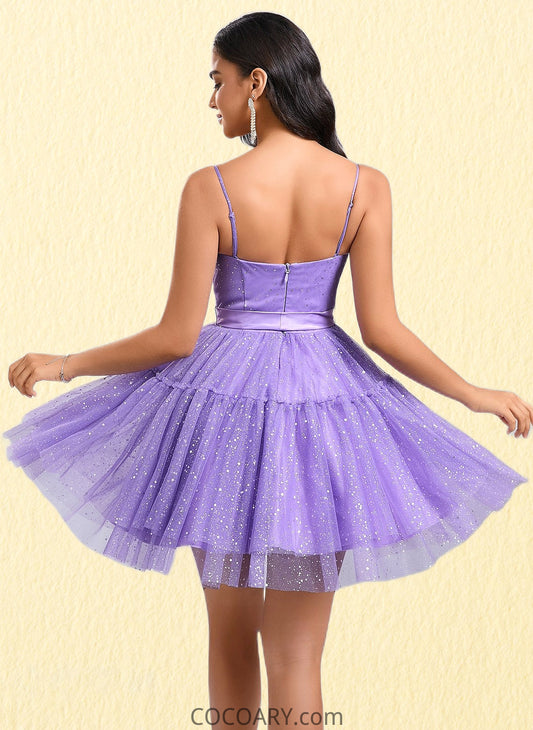 Jakayla Ball-Gown/Princess Straight Short Tulle Homecoming Dress With Bow DA8P0025717