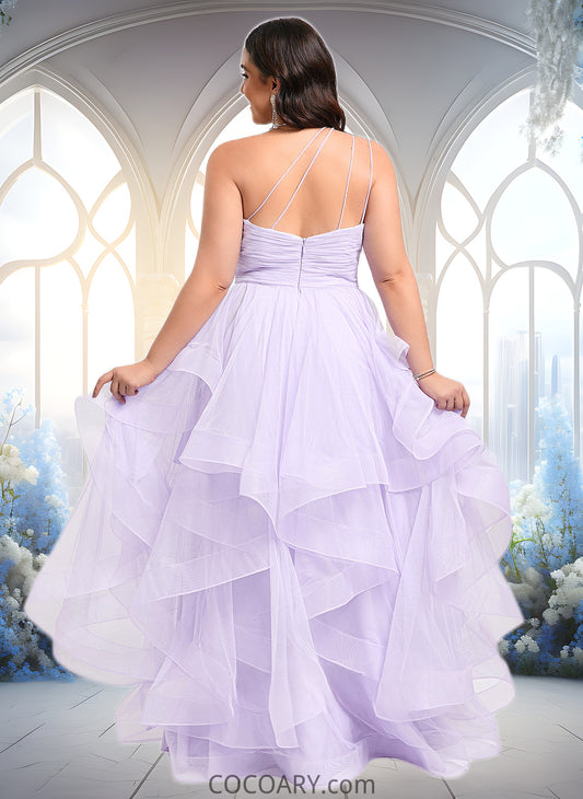 Aurora Ball-Gown/Princess Asymmetrical One Shoulder Floor-Length Tulle Prom Dresses DA8P0025867