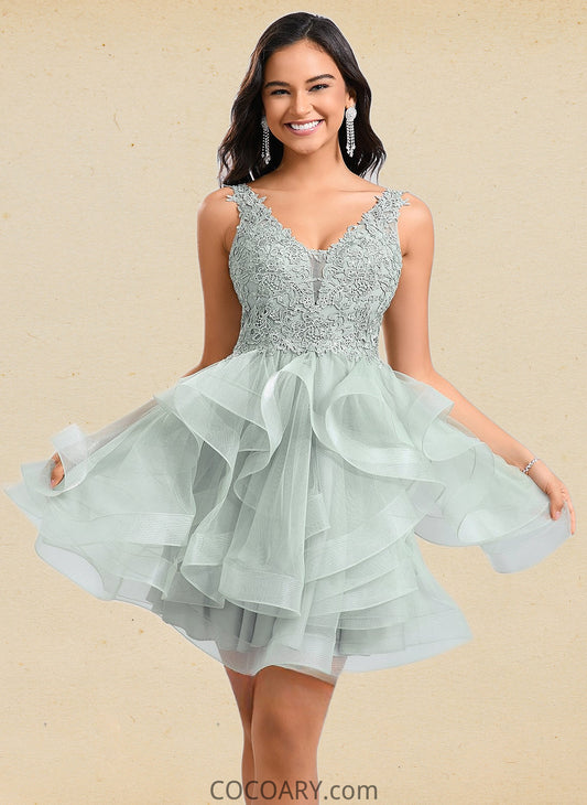 Brynn Ball-Gown/Princess V-Neck Short Tulle Lace Homecoming Dress DA8P0025671