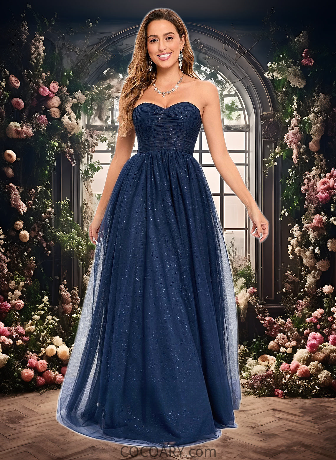 America Ball-Gown/Princess Sweetheart Sweep Train Tulle Prom Dresses With Beading Sequins DA8P0025848