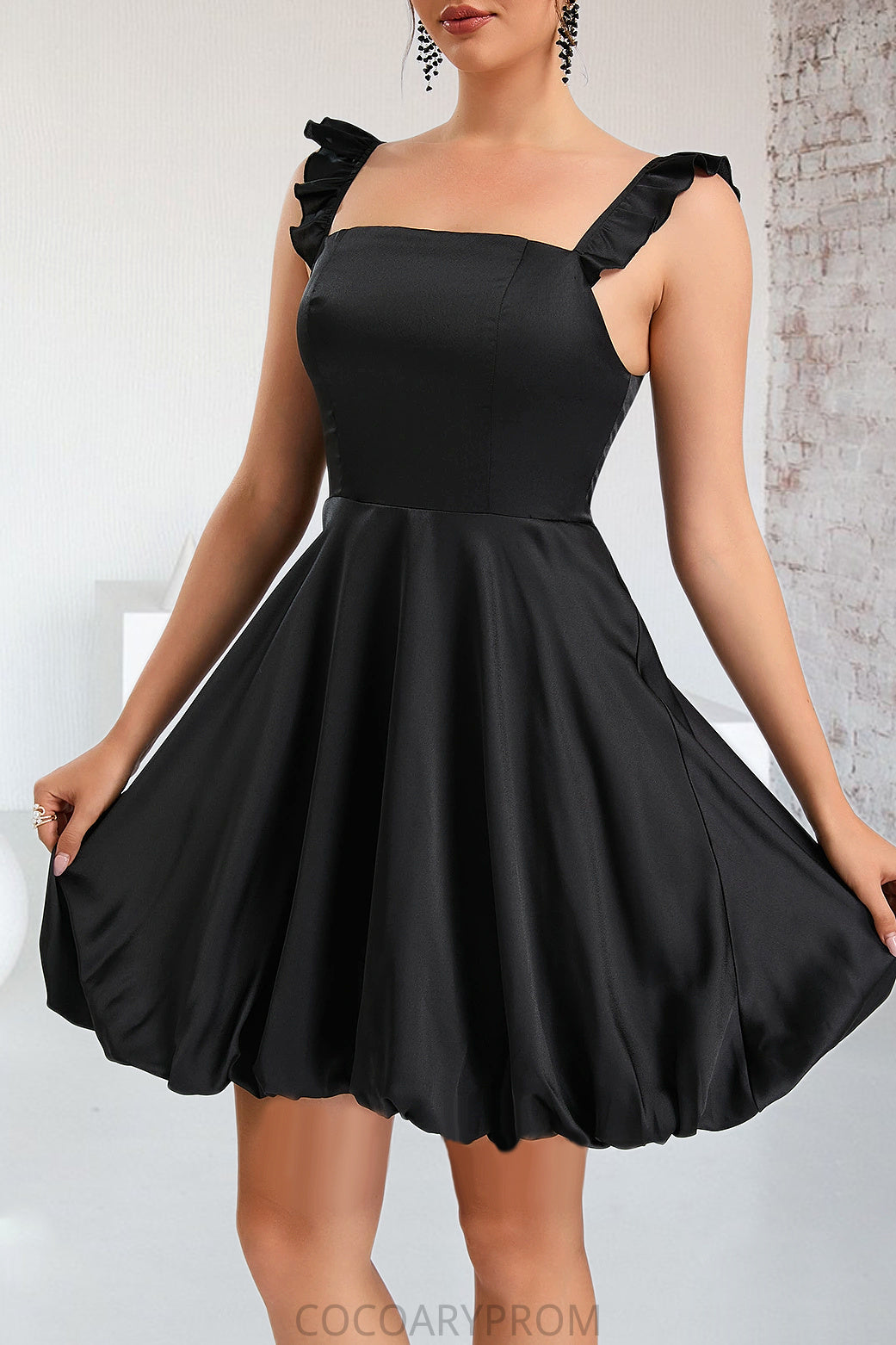 Precious A-line Square Short/Mini Satin Homecoming Dress DA8P0020484