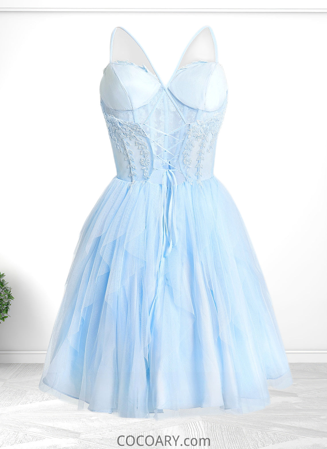 Sherry Ball-Gown/Princess Sweetheart Short Lace Tulle Homecoming Dress With Ruffle DA8P0025707