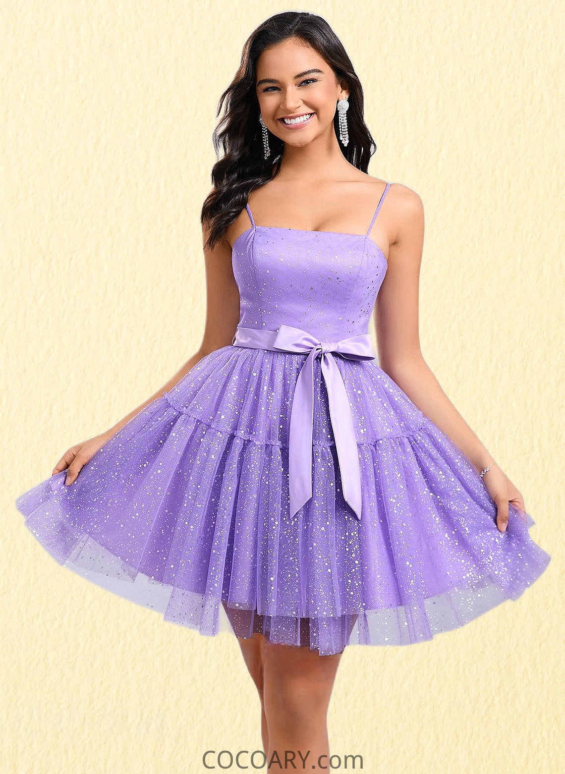 Jakayla Ball-Gown/Princess Straight Short Tulle Homecoming Dress With Bow DA8P0025717