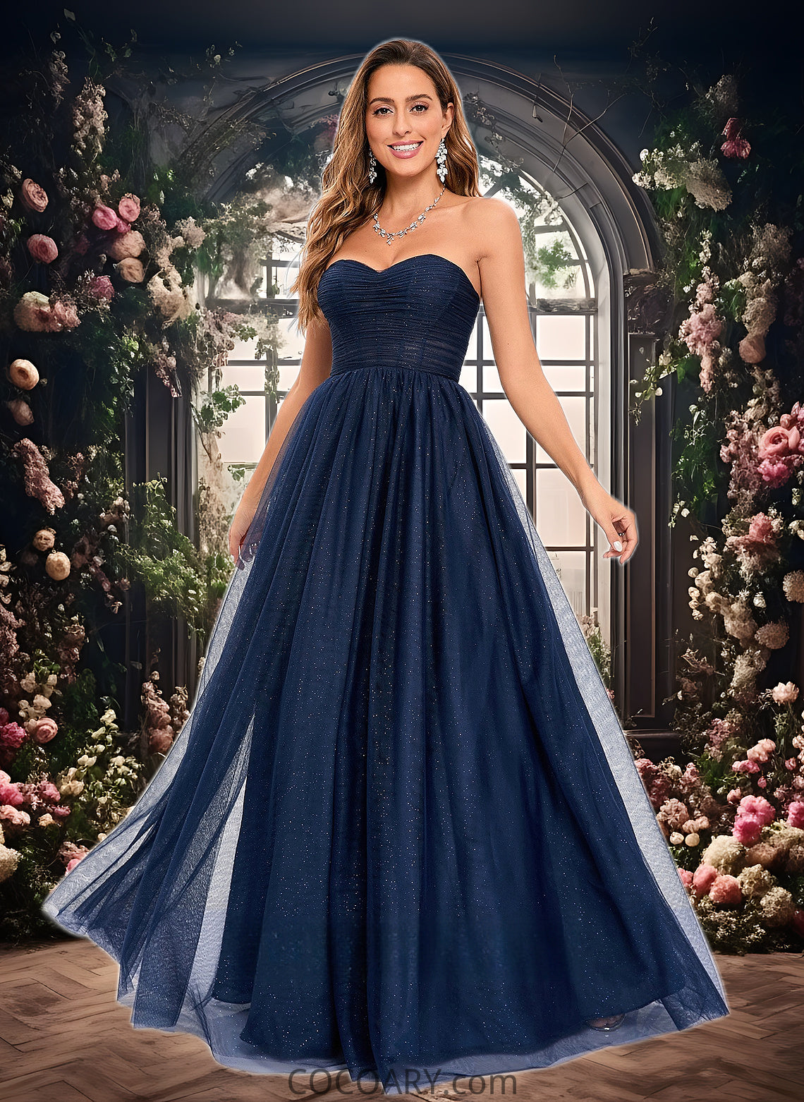 America Ball-Gown/Princess Sweetheart Sweep Train Tulle Prom Dresses With Beading Sequins DA8P0025848