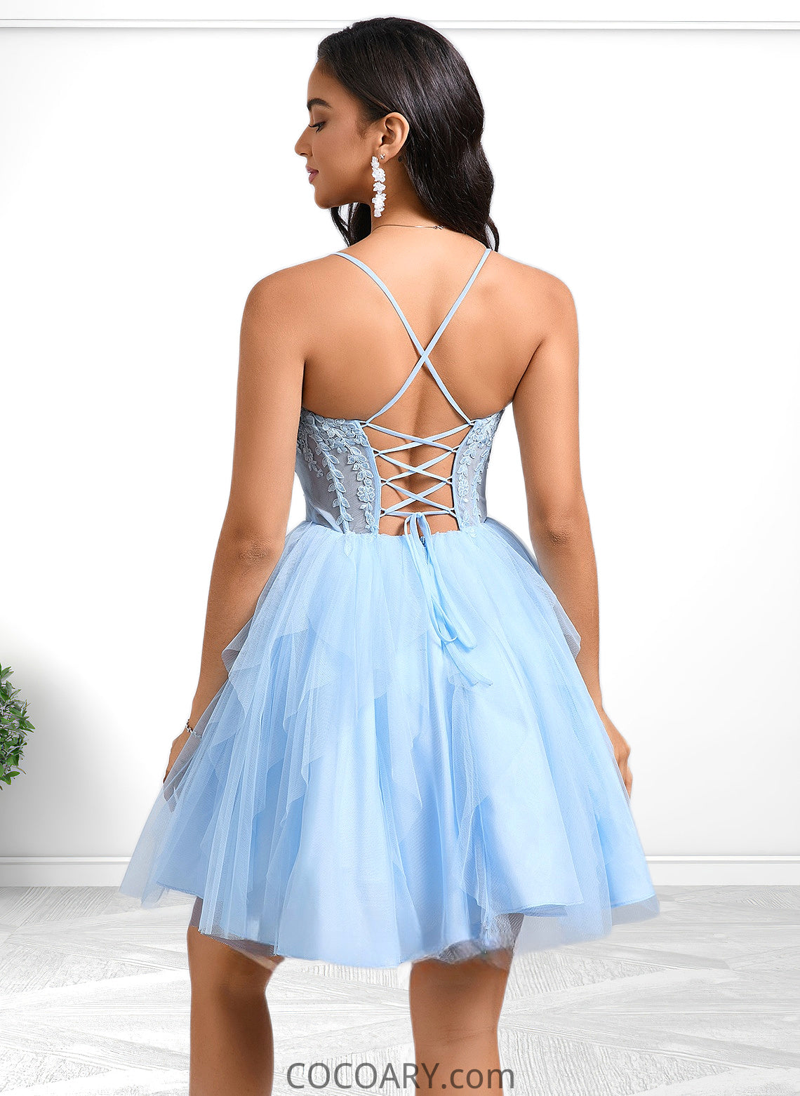 Sherry Ball-Gown/Princess Sweetheart Short Lace Tulle Homecoming Dress With Ruffle DA8P0025707