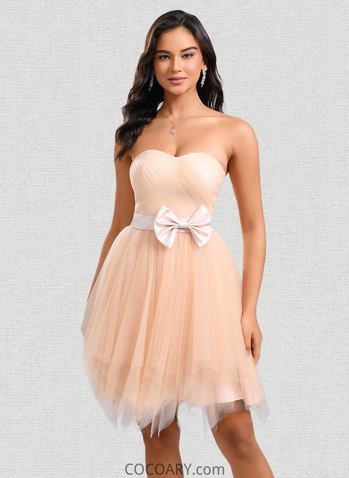 Ariana Ball-Gown/Princess Sweetheart Short Tulle Homecoming Dress With Bow DA8P0025719