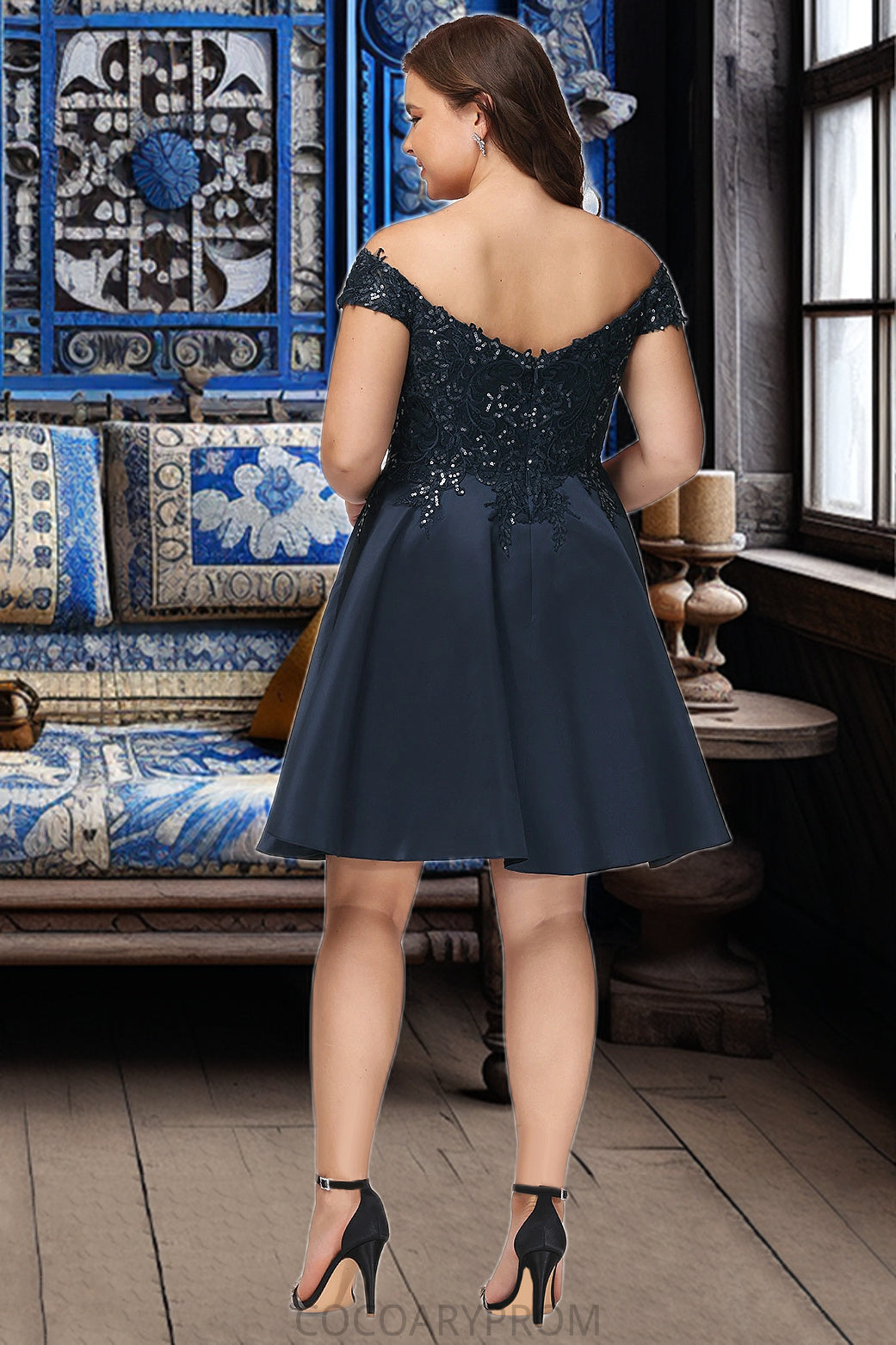 Theresa A-line Off the Shoulder Short/Mini Satin Homecoming Dress DA8P0020552