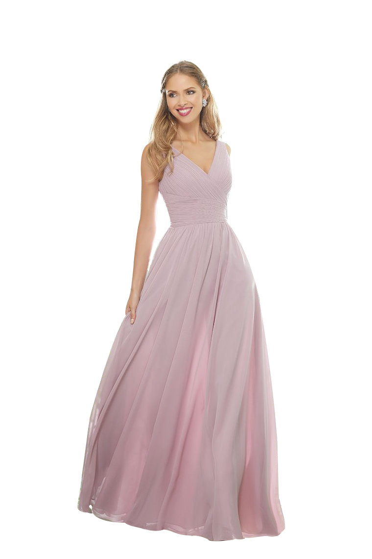 Elsa Sleeveless V-Neck Floor Length A-Line/Princess Chiffon Natural Waist Bridesmaid Dresses