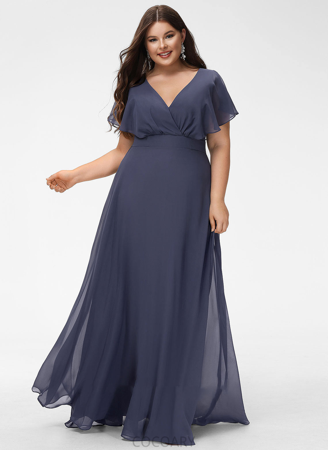 A-Line Neckline Straps V-neck Fabric Length Floor-Length Silhouette Cassie Natural Waist Halter Sleeveless Bridesmaid Dresses