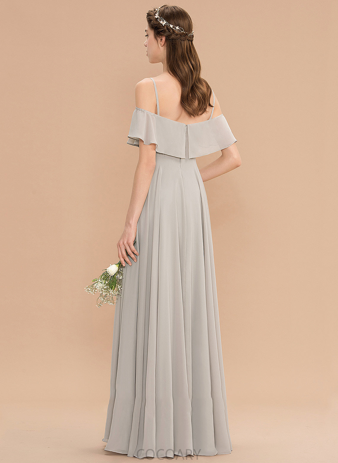 Floor-Length A-Line Neckline Fabric Silhouette Straps Off-the-Shoulder Length Cassidy A-Line/Princess Sleeveless Floor Length Bridesmaid Dresses