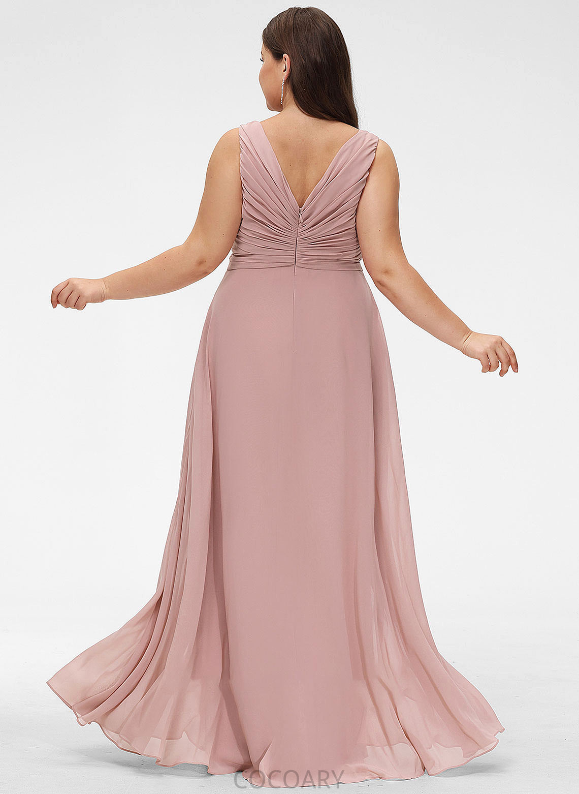 Ruffle Neckline Silhouette Fabric Length Embellishment Floor-Length A-Line V-neck Briana Natural Waist Off The Shoulder Bridesmaid Dresses