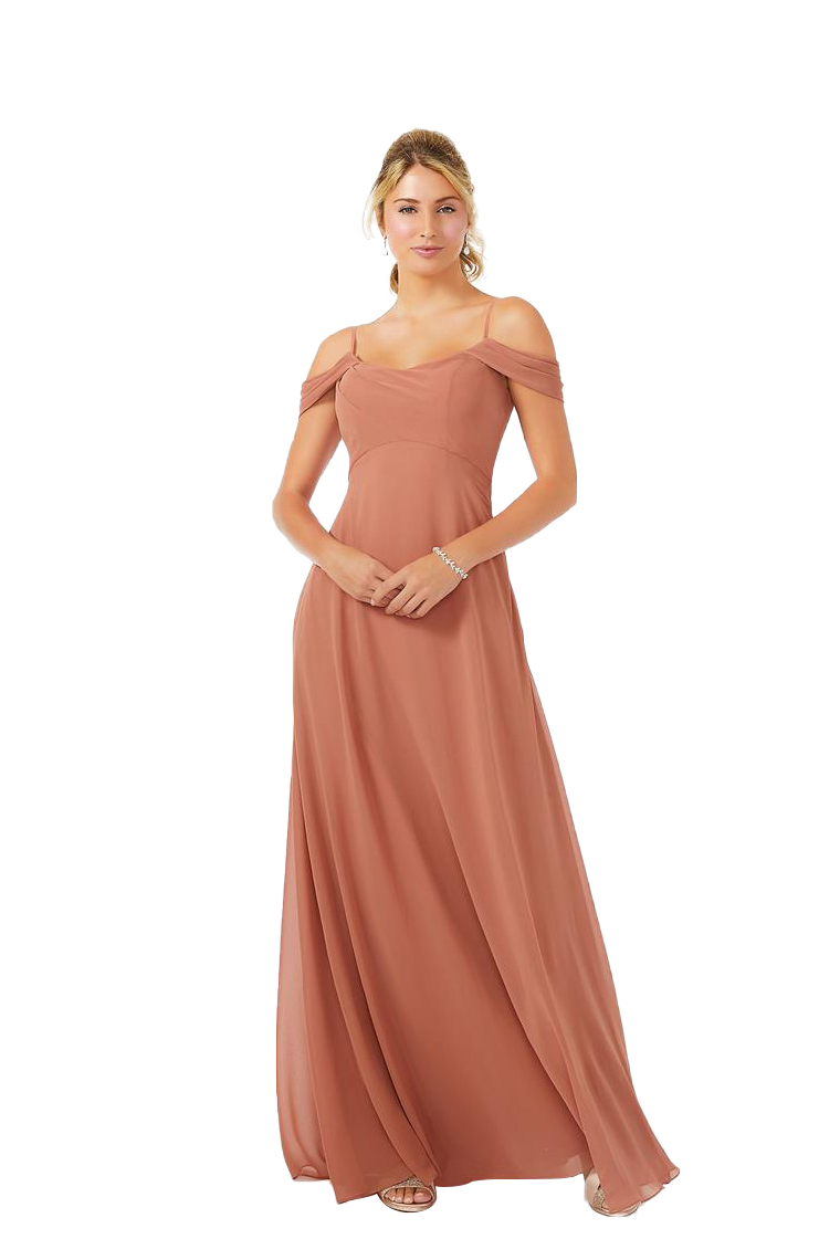 Alula A-Line/Princess Floor Length Off The Shoulder Sleeveless Spaghetti Straps Natural Waist Chiffon Bridesmaid Dresses