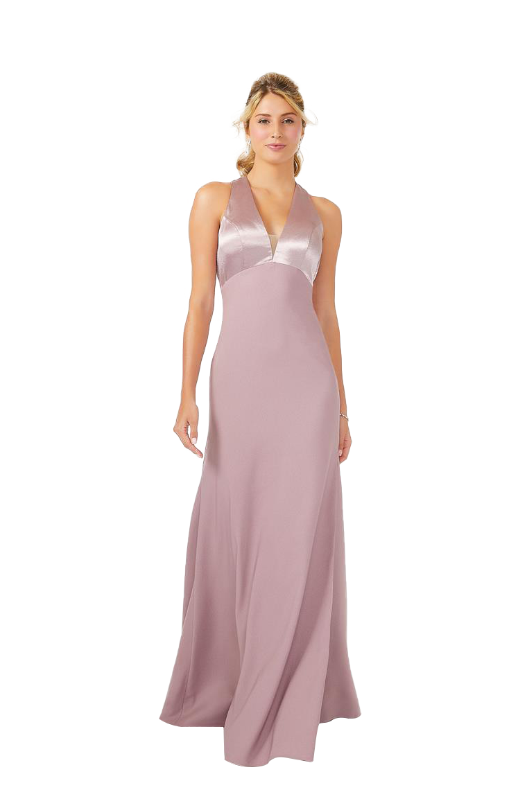 Olive A-Line/Princess V-Neck Satin Floor Length Sleeveless Natural Waist Bridesmaid Dresses