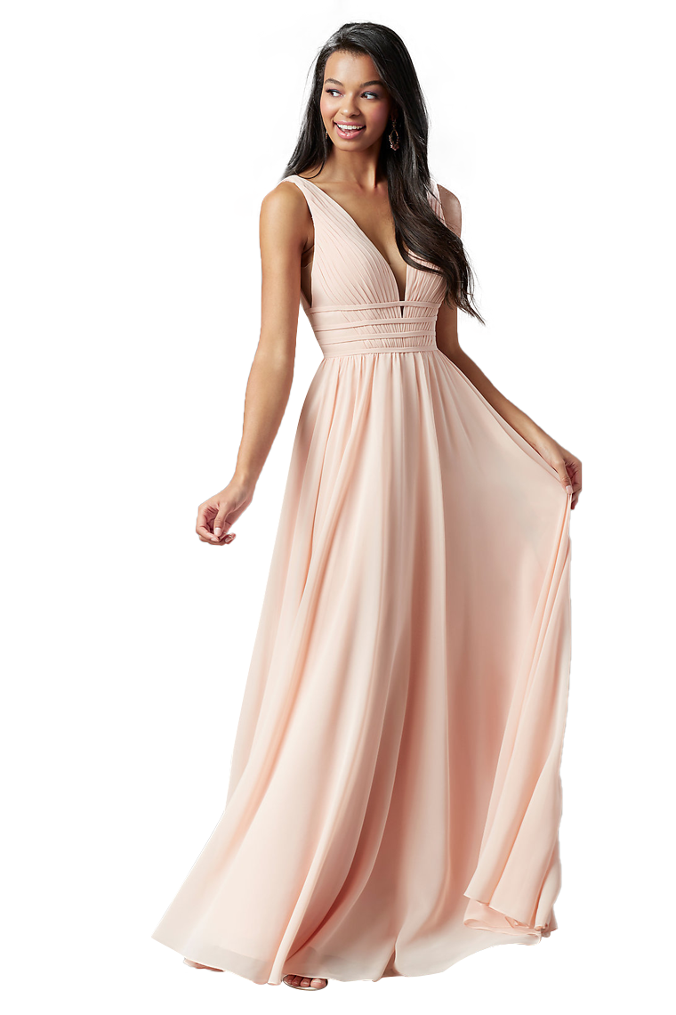 Sylvia Floor Length A-Line/Princess V-Neck Sleeveless Chiffon Natural Waist Bridesmaid Dresses