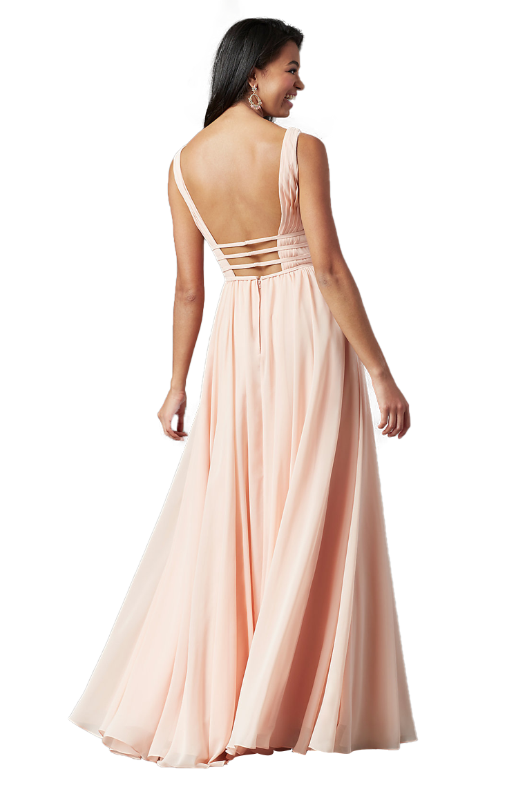 Sylvia Floor Length A-Line/Princess V-Neck Sleeveless Chiffon Natural Waist Bridesmaid Dresses