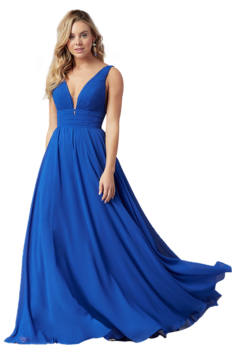 Sylvia Floor Length A-Line/Princess V-Neck Sleeveless Chiffon Natural Waist Bridesmaid Dresses