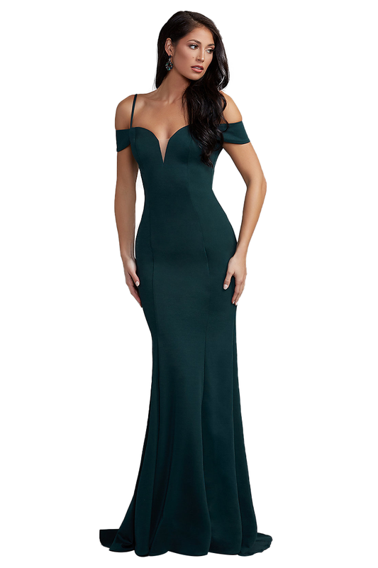 Sahna Off The Shoulder Sleeveless Trumpet/Mermaid Sweep-Brush Train Satin Natural Waist Bridesmaid Dresses