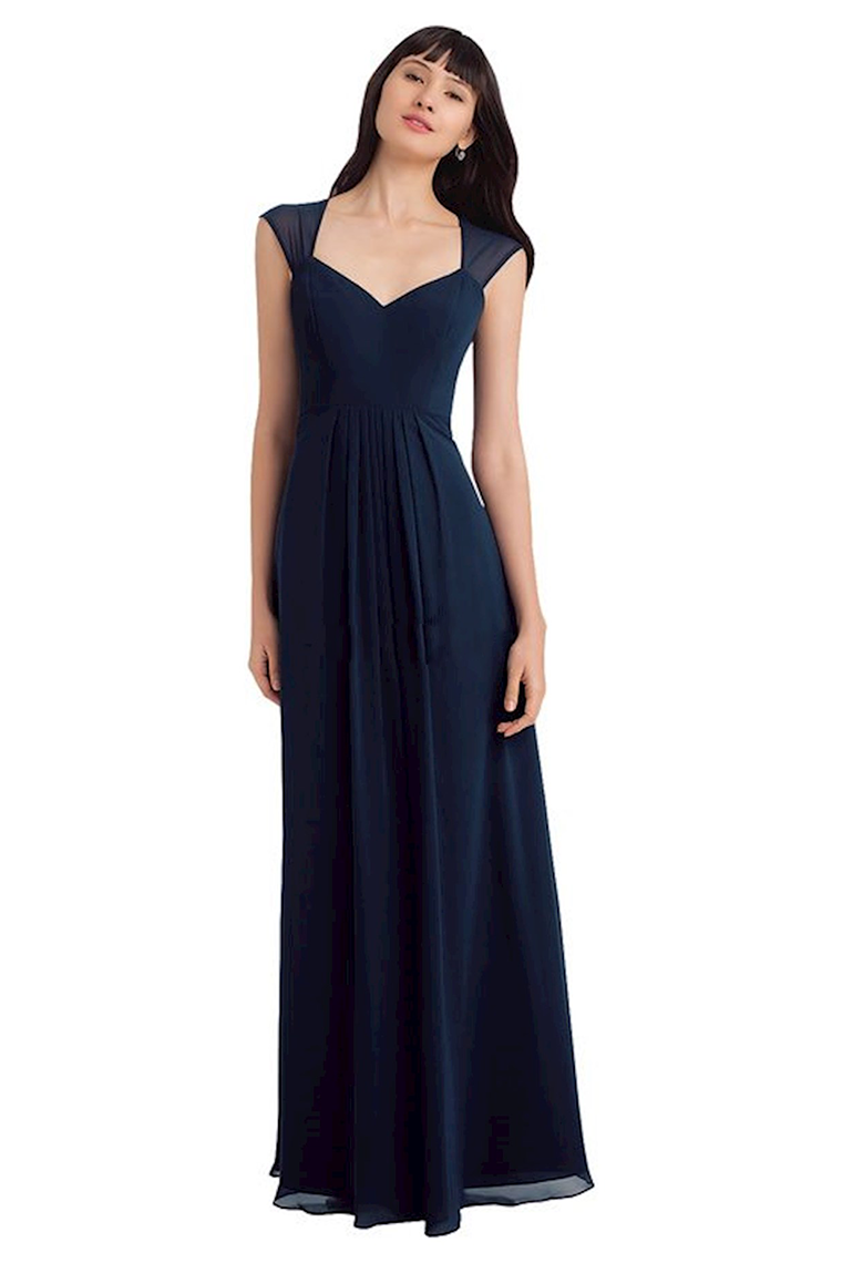 Ina Natural Waist Floor Length Chiffon A-Line/Princess Sweetheart Sleeveless Bridesmaid Dresses