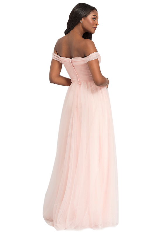 Sylvia A-Line/Princess Sleeveless Off The Shoulder Tulle Natural Waist Floor Length Bridesmaid Dresses