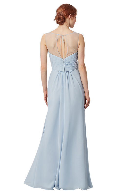 Michaelia Short Sleeves A-Line/Princess Scoop Chiffon Natural Waist Floor Length Bridesmaid Dresses