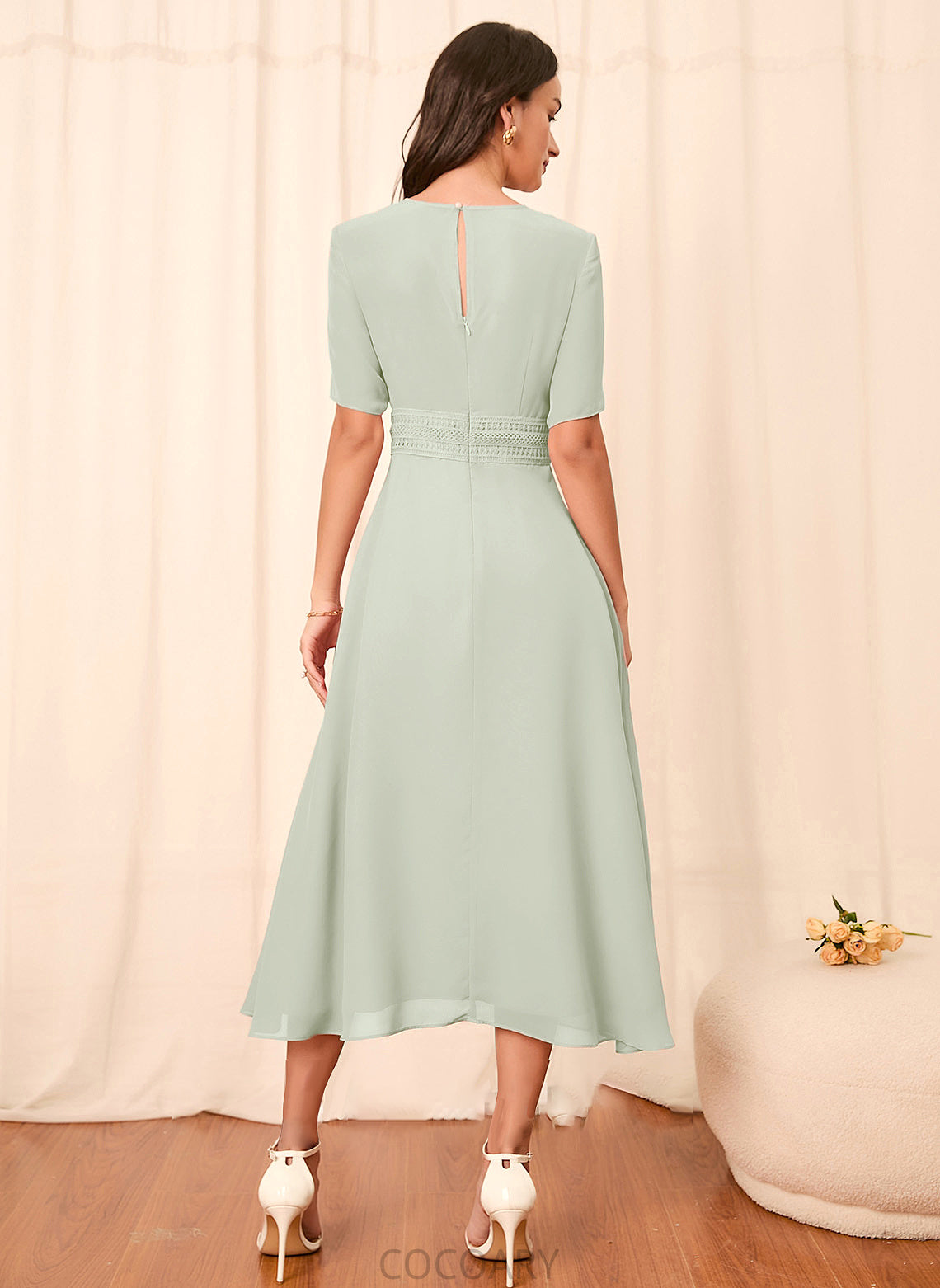 Sleeve Straps Length Silhouette A-Line Sleeves Knee-Length Fabric Jade Floor Length Scoop Sleeveless Bridesmaid Dresses