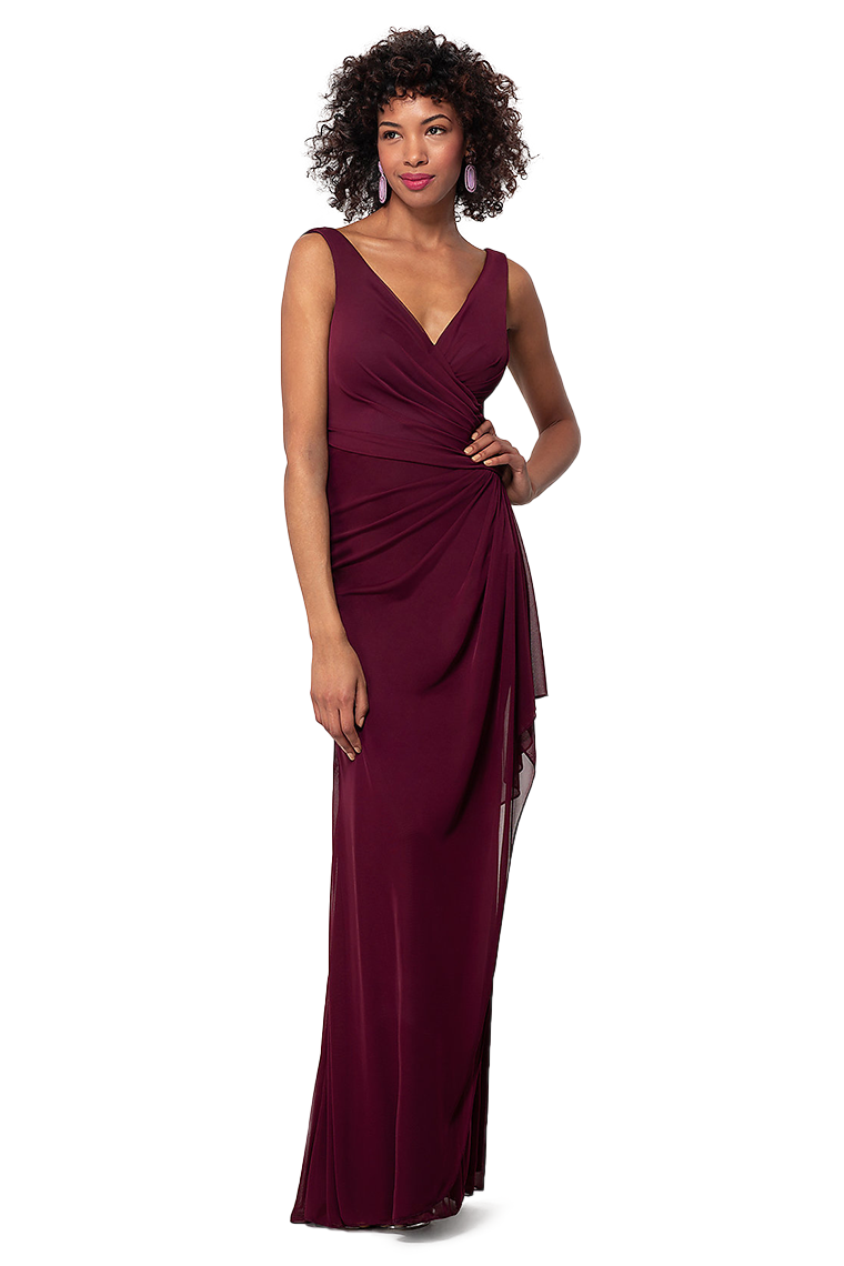 Laurel Natural Waist Floor Length Sleeveless Chiffon V-Neck A-Line/Princess Bridesmaid Dresses