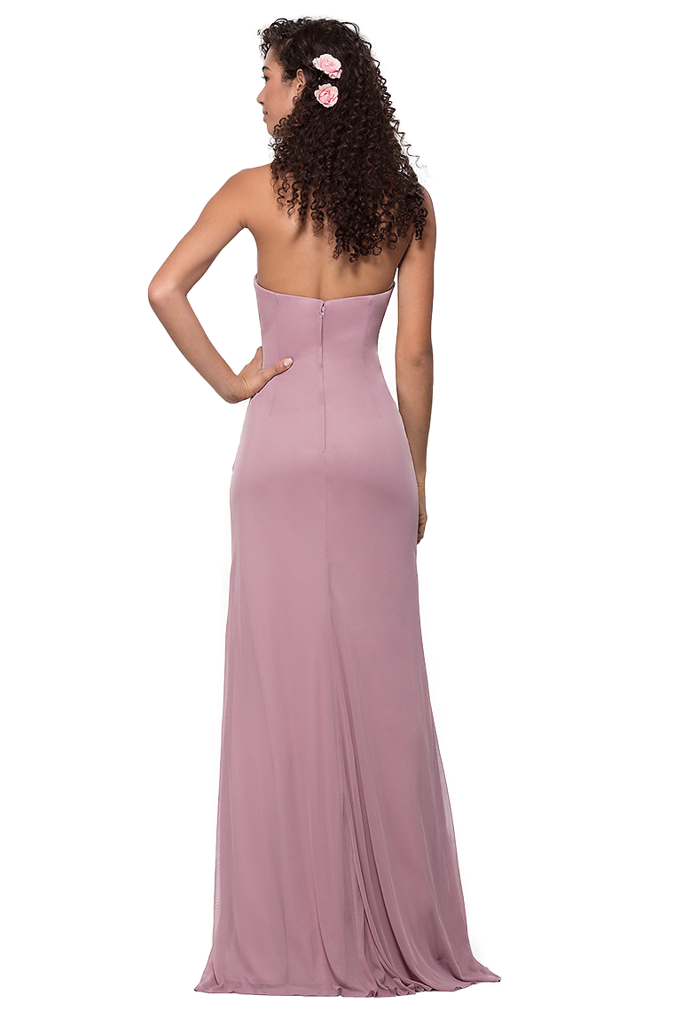 Kelly Chiffon Floor Length Sweetheart Sheath/Column Natural Waist Sleeveless Bridesmaid Dresses