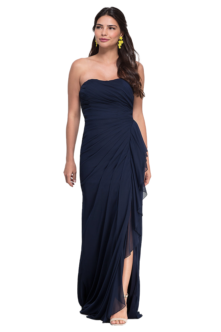 Kelly Chiffon Floor Length Sweetheart Sheath/Column Natural Waist Sleeveless Bridesmaid Dresses