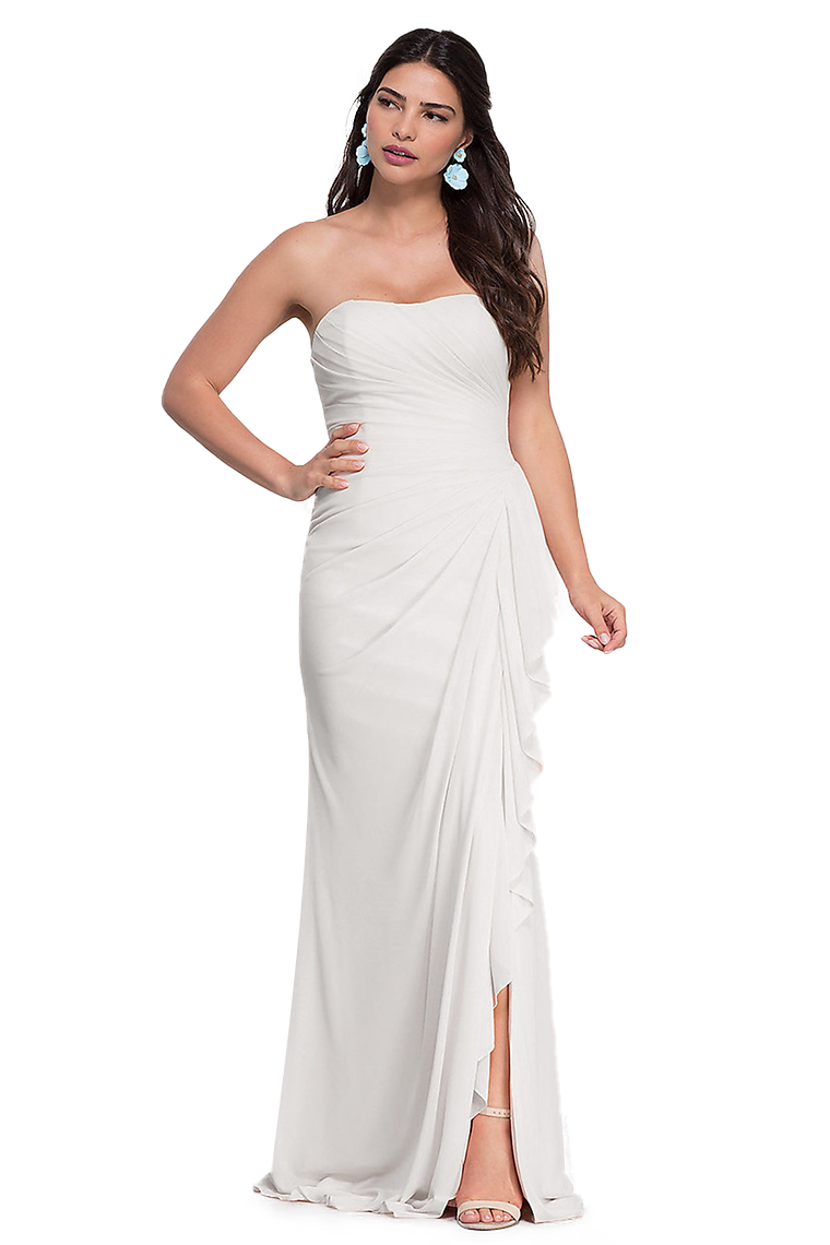 Kelly Chiffon Floor Length Sweetheart Sheath/Column Natural Waist Sleeveless Bridesmaid Dresses