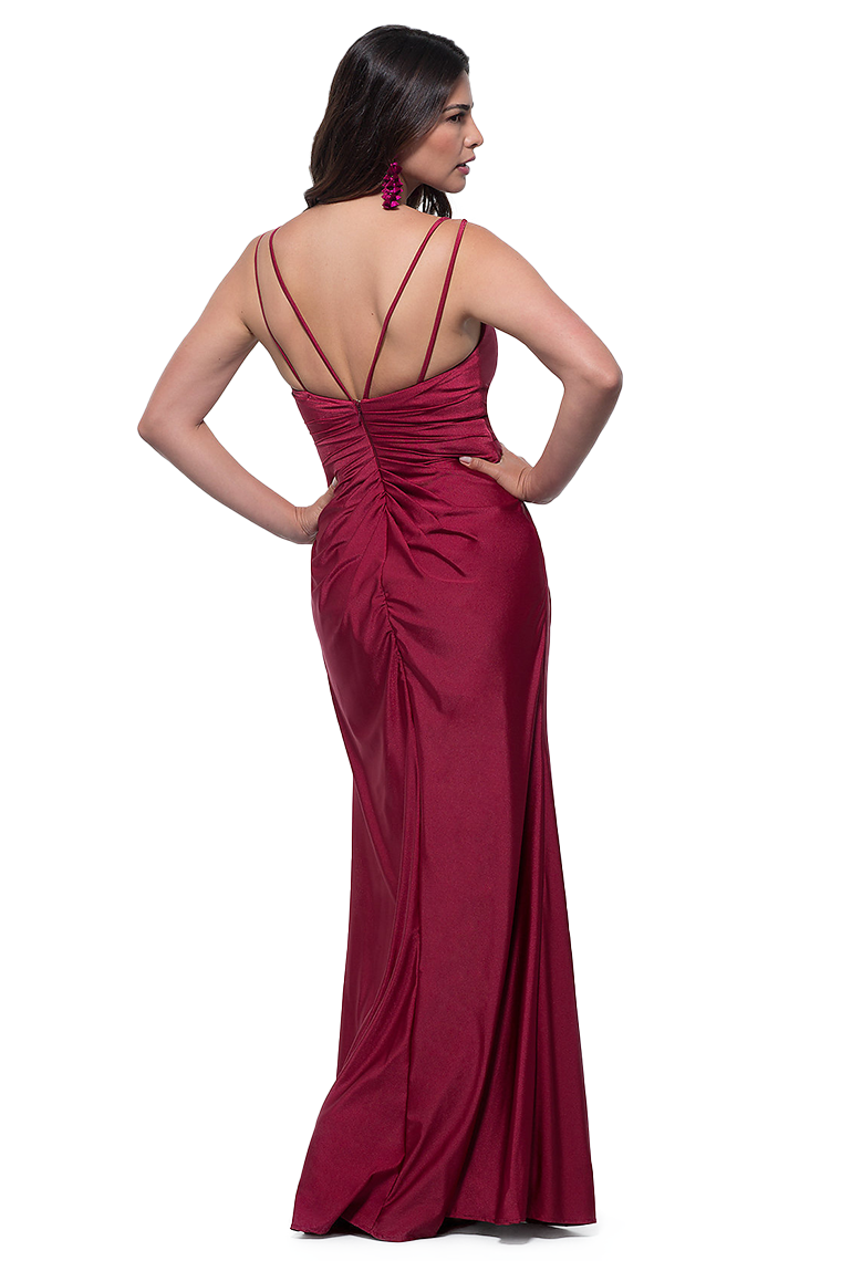 Ina Satin Floor Length Spaghetti Straps Sleeveless Natural Waist A-Line/Princess V-Neck Bridesmaid Dresses