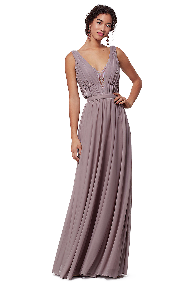 Laurel Natural Waist Chiffon A-Line/Princess V-Neck Floor Length Sleeveless Bridesmaid Dresses