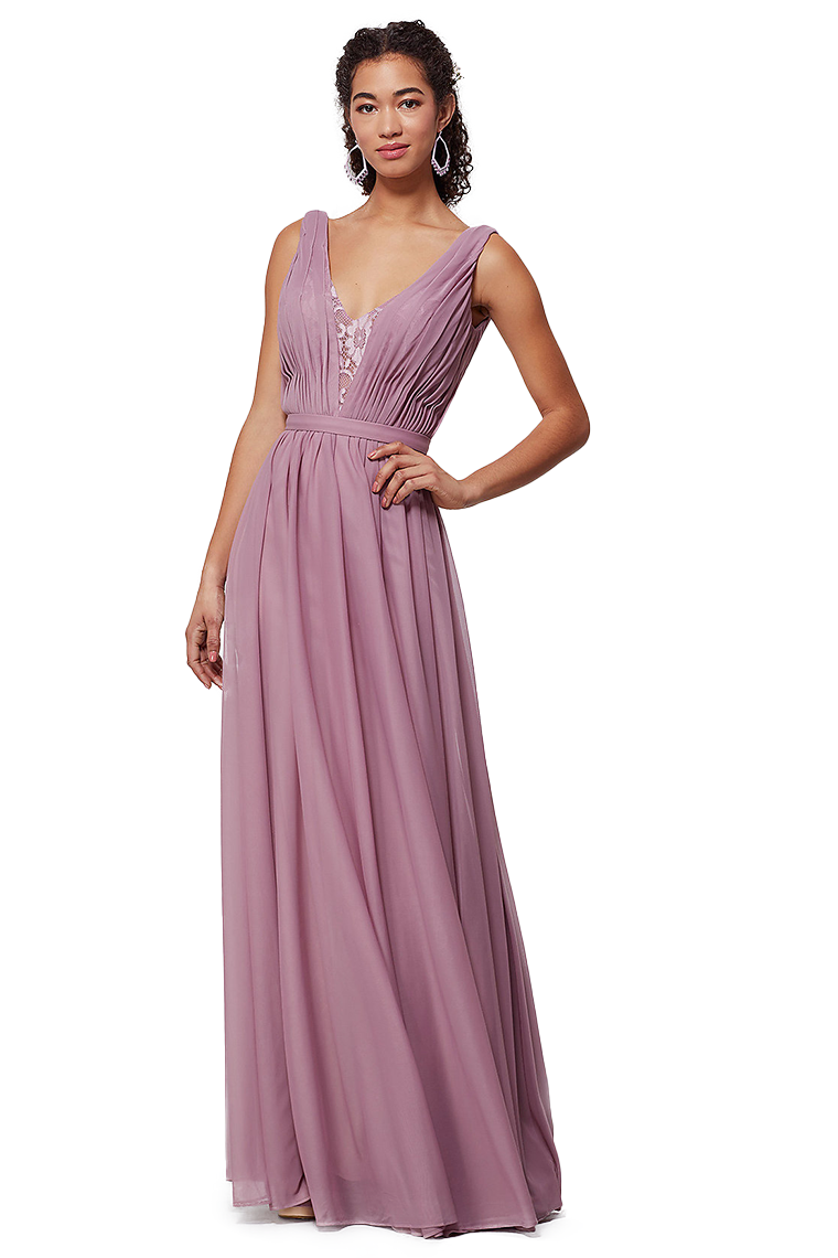 Laurel Natural Waist Chiffon A-Line/Princess V-Neck Floor Length Sleeveless Bridesmaid Dresses