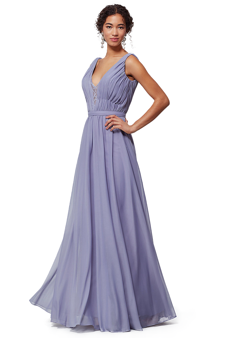 Laurel Natural Waist Chiffon A-Line/Princess V-Neck Floor Length Sleeveless Bridesmaid Dresses