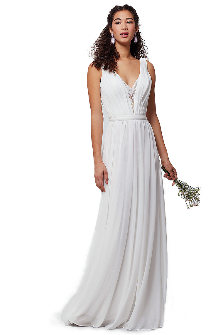 Laurel Natural Waist Chiffon A-Line/Princess V-Neck Floor Length Sleeveless Bridesmaid Dresses