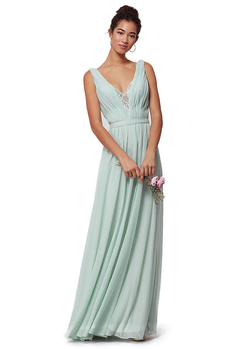 Laurel Natural Waist Chiffon A-Line/Princess V-Neck Floor Length Sleeveless Bridesmaid Dresses