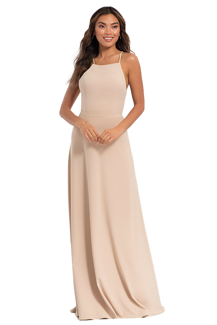 Cornelia Satin Floor Length Natural Waist Spaghetti Straps A-Line/Princess Sleeveless Bridesmaid Dresses