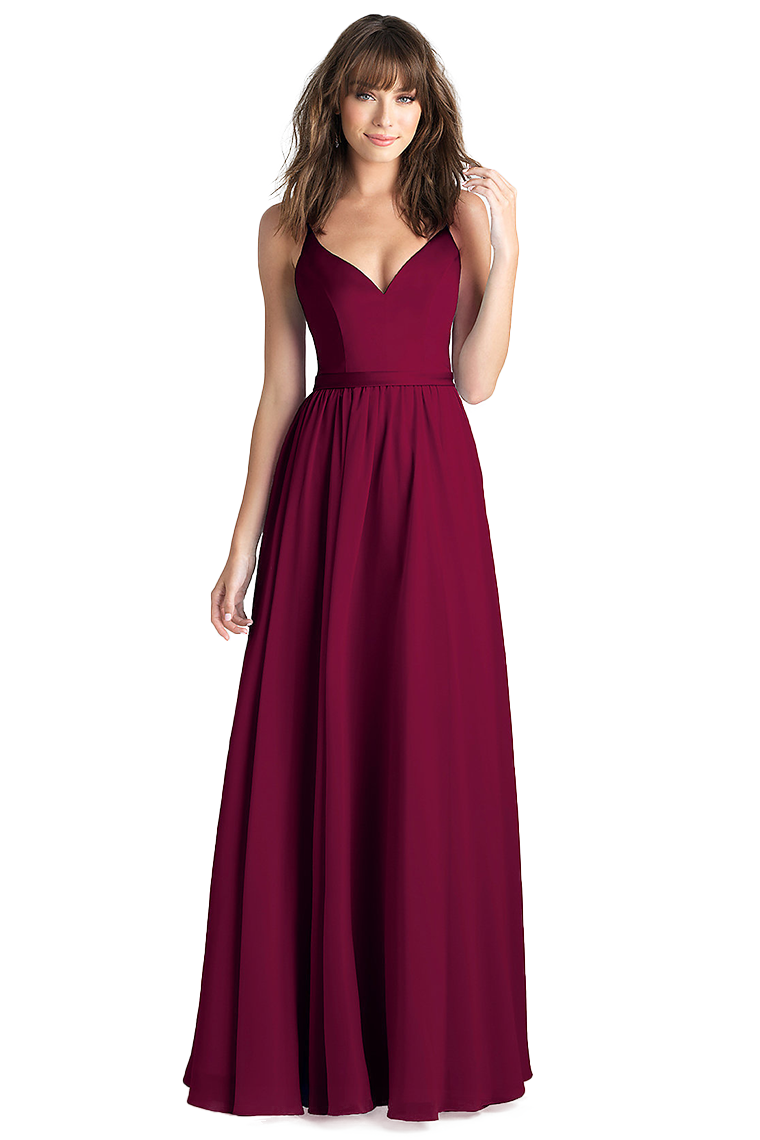 Vanessa Natural Waist Chiffon V-Neck A-Line/Princess Floor Length Sleeveless Bridesmaid Dresses