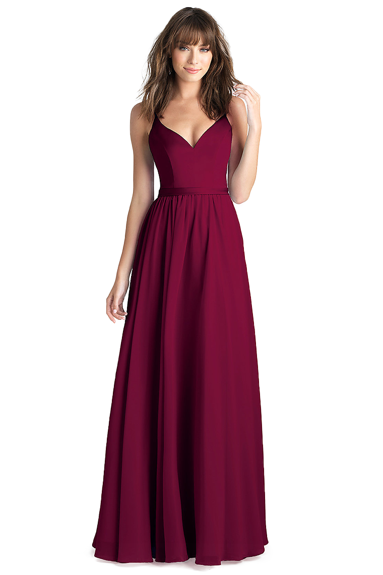 Vanessa Natural Waist Chiffon V-Neck A-Line/Princess Floor Length Sleeveless Bridesmaid Dresses