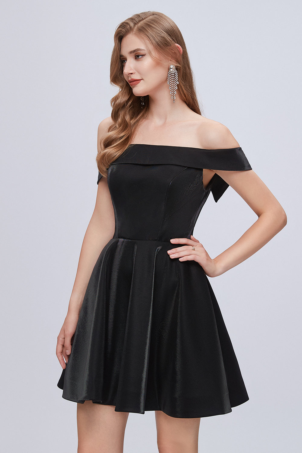 Black Off The Shoulder Lace Up Short Homecoming Dresses