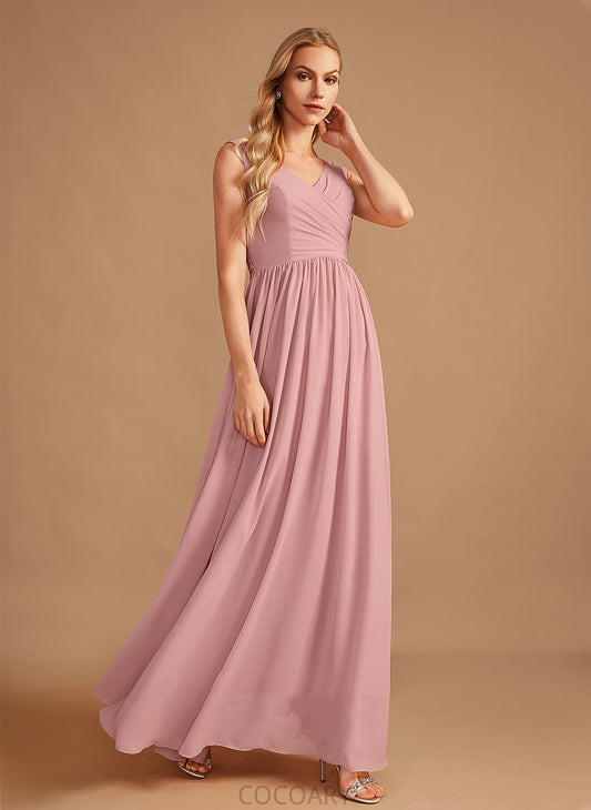 Silhouette Neckline A-Line V-neck Bow(s) Ruffle Floor-Length Length Embellishment Fabric Alissa Spaghetti Staps Bridesmaid Dresses