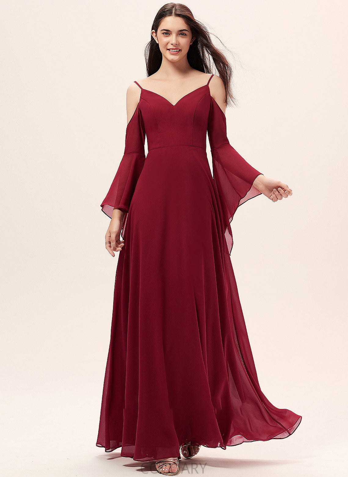 Fabric Straps Length Silhouette A-Line Floor-Length V-neck Neckline Itzel Floor Length Natural Waist Spaghetti Staps Bridesmaid Dresses