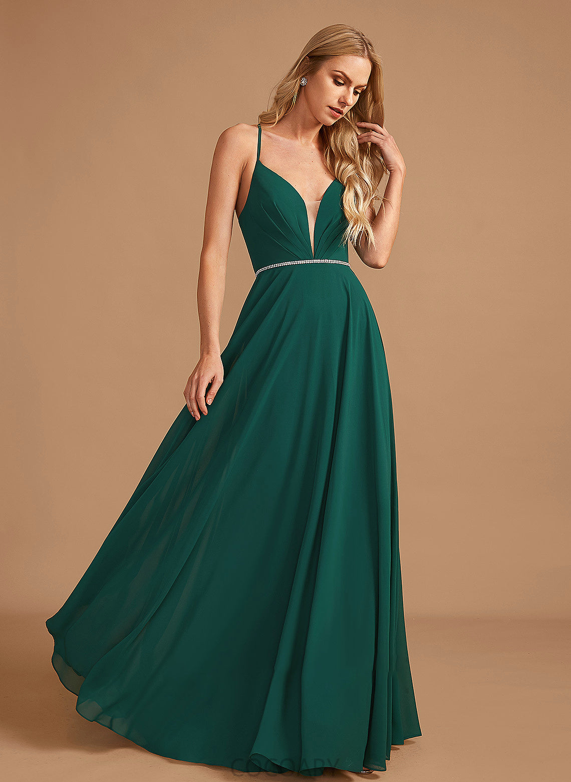 Length Fabric Floor-Length Silhouette Embellishment Beading A-Line V-neck Neckline Millicent A-Line/Princess Sleeveless Bridesmaid Dresses