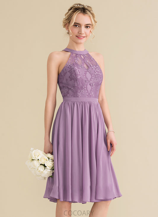 Fabric Knee-Length Length Lace Neckline A-Line Silhouette Straps ScoopNeck Breanna Sleeveless A-Line/Princess Bridesmaid Dresses