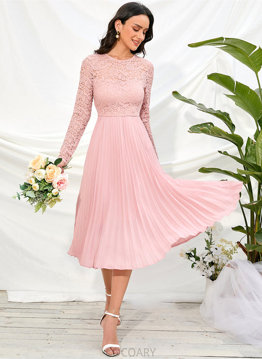 Straps Length Sleeves Fabric Lace A-Line Sleeve Knee-Length Silhouette Zoie Sleeveless Halter Bridesmaid Dresses