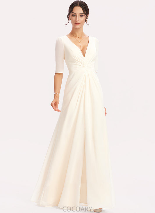 SplitFront Fabric Embellishment V-neck Length Silhouette A-Line Neckline Floor-Length Edith Sleeveless V-Neck Bridesmaid Dresses