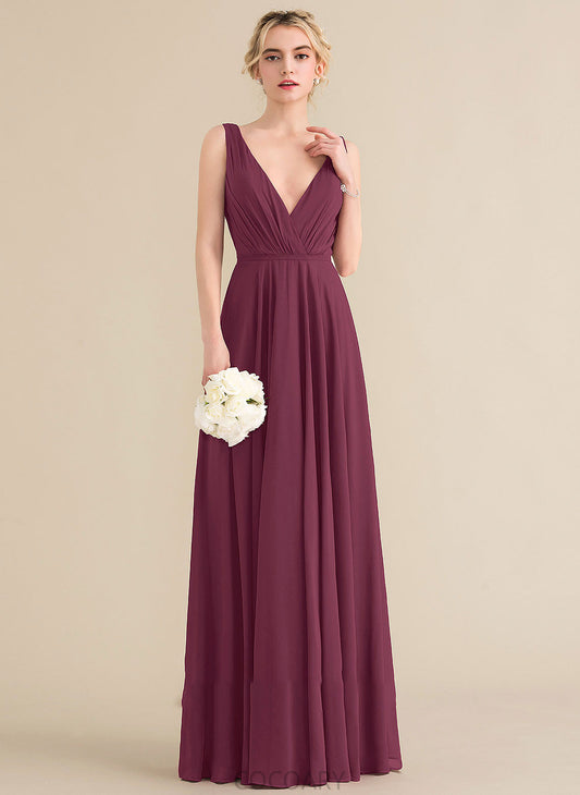 Fabric V-neck Floor-Length Silhouette Neckline Embellishment A-Line Ruffle Length Gemma Floor Length Sleeveless Bridesmaid Dresses