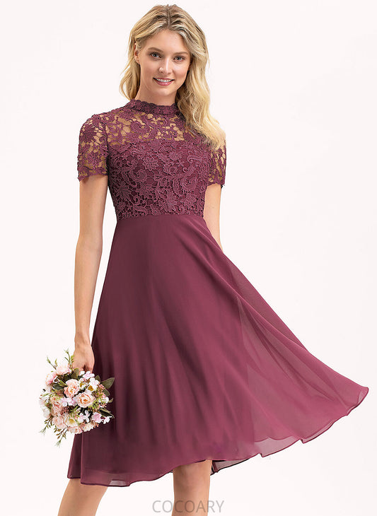 Lace Fabric A-Line Length Knee-Length Neckline ScoopNeck Straps Silhouette Breanna A-Line/Princess Floor Length Bridesmaid Dresses