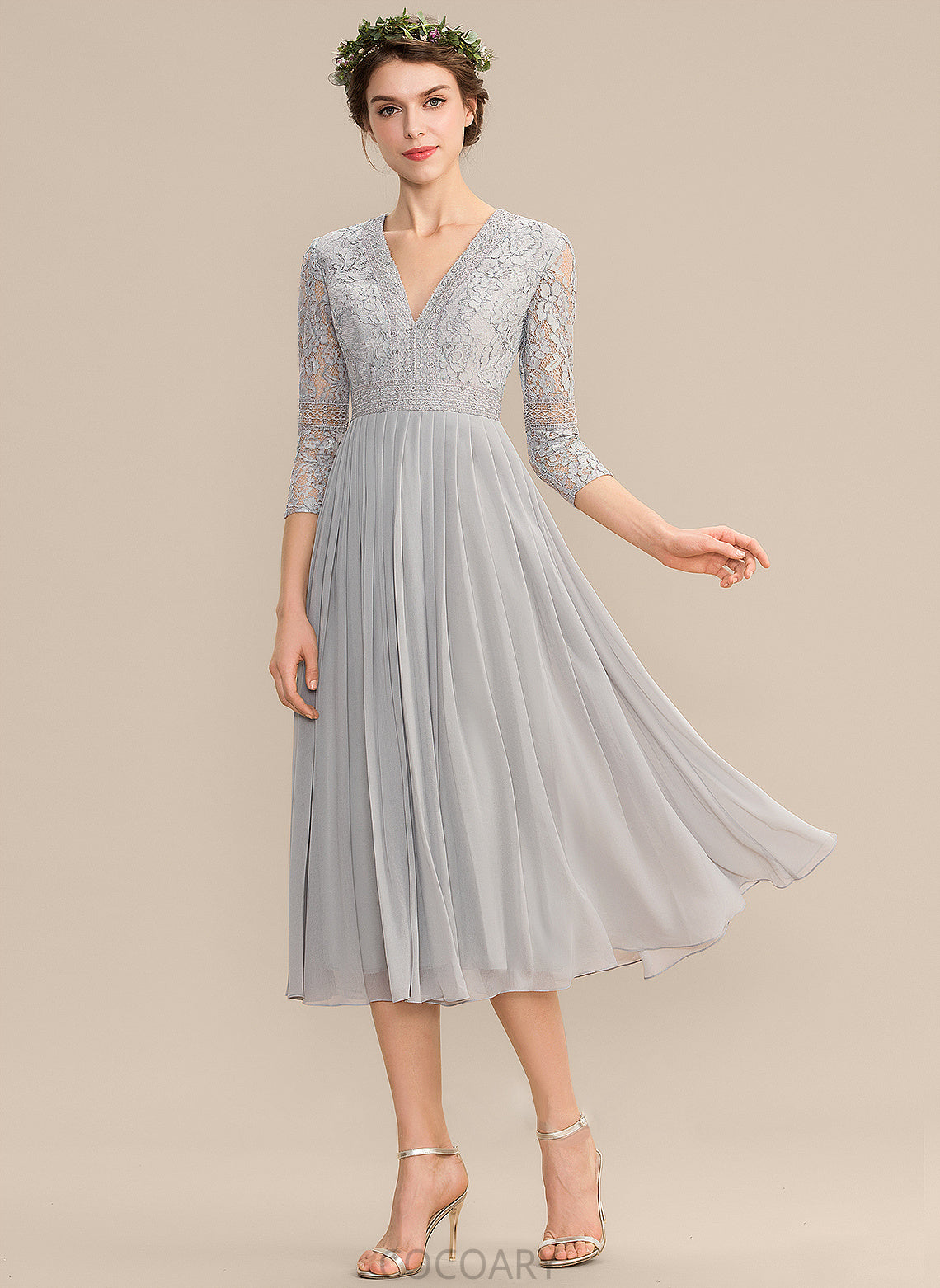 Embellishment A-Line Fabric Tea-Length Pleated V-neck Length Neckline Silhouette Haley Floor Length Spaghetti Staps Bridesmaid Dresses