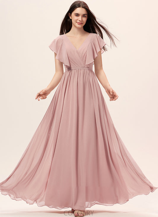 Embellishment Floor-Length Fabric V-neck Silhouette Length A-Line SplitFront Neckline Giovanna A-Line/Princess Natural Waist Bridesmaid Dresses